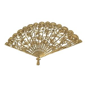 Vintage Burwood Products Co Gold Wall Fan 4402 Hollywood Regency Decor USA 43in